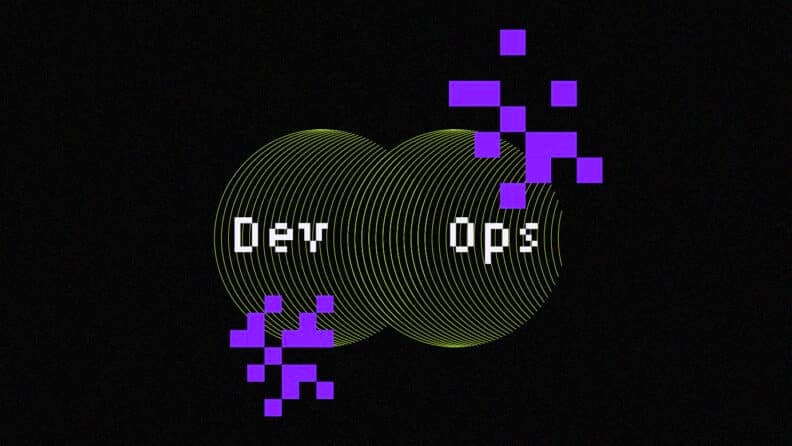 Black background featuring purple circle, representing DevOps trends featured image