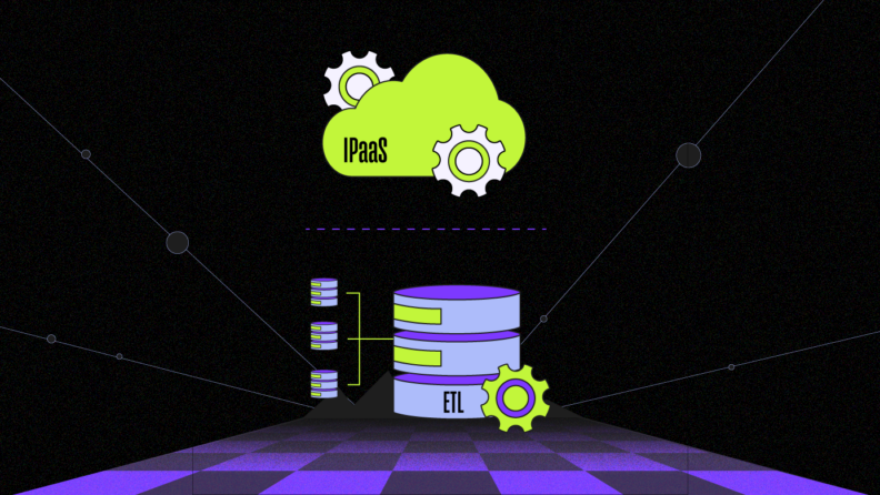 A computer screen displaying a cloud and a data storage device, representing the comparison between iPaaS and ETL featured image